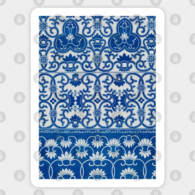 Blue and White Chinese Floral Ornamental Pattern Sticker by AJDesignsstuff